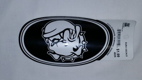 Black & White Bulldog Head Euro Sticker