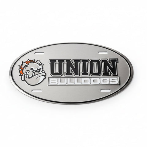 Chrome Oval Union Bulldogs License Plate
