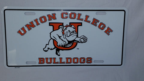 White Union Bulldog License Plate