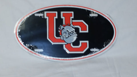 Black Oval w/UC and Bulldog Head License Plate