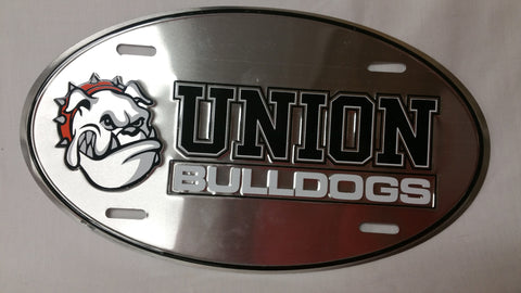 Chrome Oval Union Bulldogs License Plate