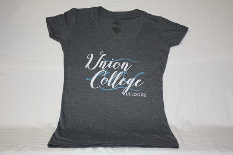 Heather Charcoal Gray Union College V-Neck Tee
