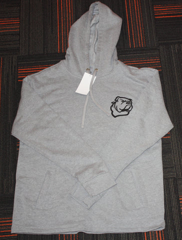 Open Bottom Heather Grey Hoodie w/ Bulldog Logo