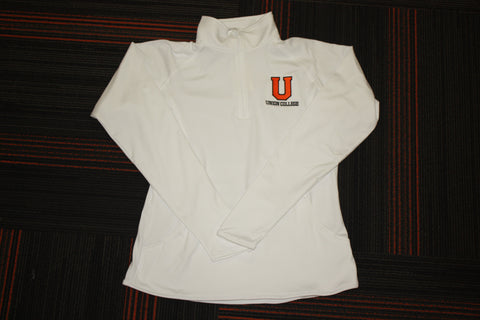 Ladies White Sport Wick 1/2 Zip Pullover