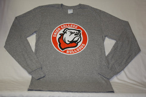 Long Sleeve Gray Circle Bulldog Logo Tee